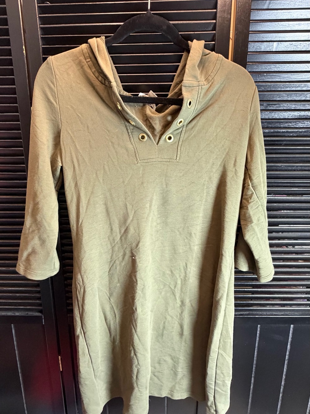 Calvin Klein Olive Green Hooded Pullover with Grommet Accents